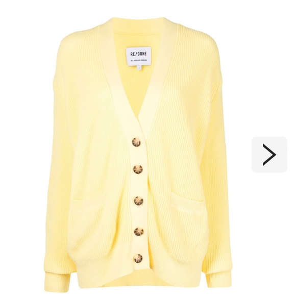 NEW! Re/Done cardigan 90’s oversized cardigan yellow 100% cotton … - Picture 4 of 11